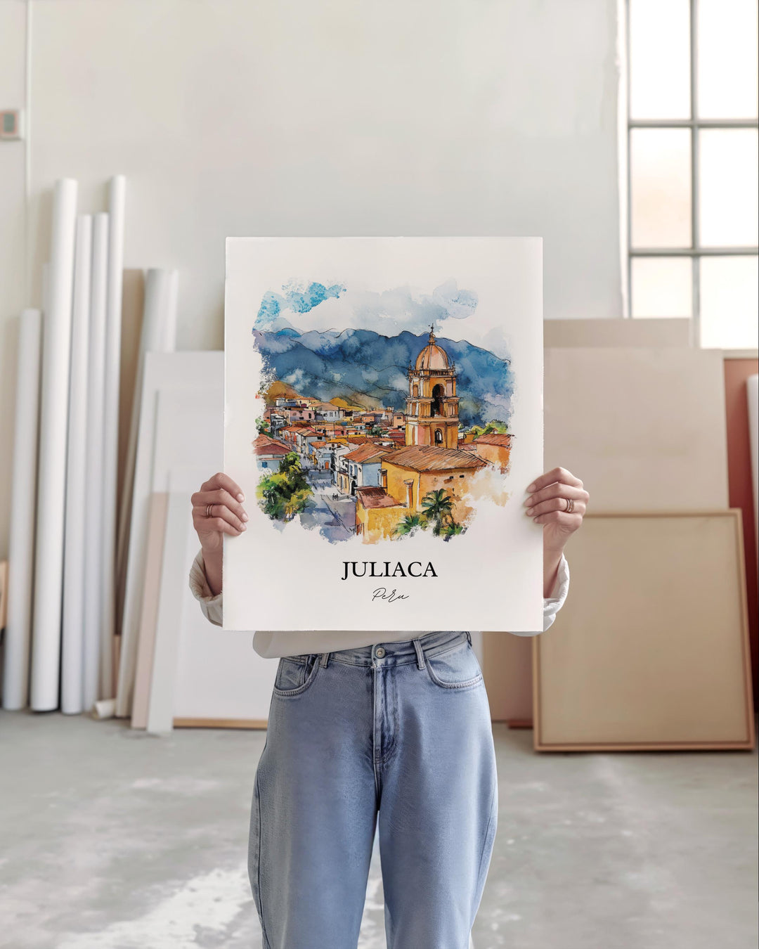 Juliaca Peru Wall Art, Juliaca Print, Peru Watercolor Art, Juliaca Peru Gift, Travel Print, Travel Poster, Housewarming Gift
