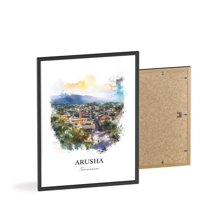 Arusha Tanzania Wall Art, Mt. Meru Print, Tanzania Watercolor Art, Arusha Tanzania Gift, Travel Print, Travel Poster, Housewarming Gift
