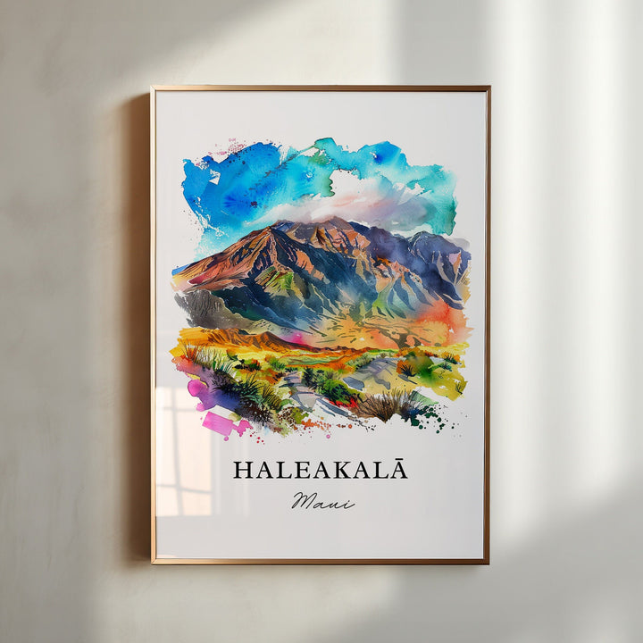 Haleakala Wall Art, Haleakala Maui Print, Haleakala Watercolor, Puu Ulaula Gift,