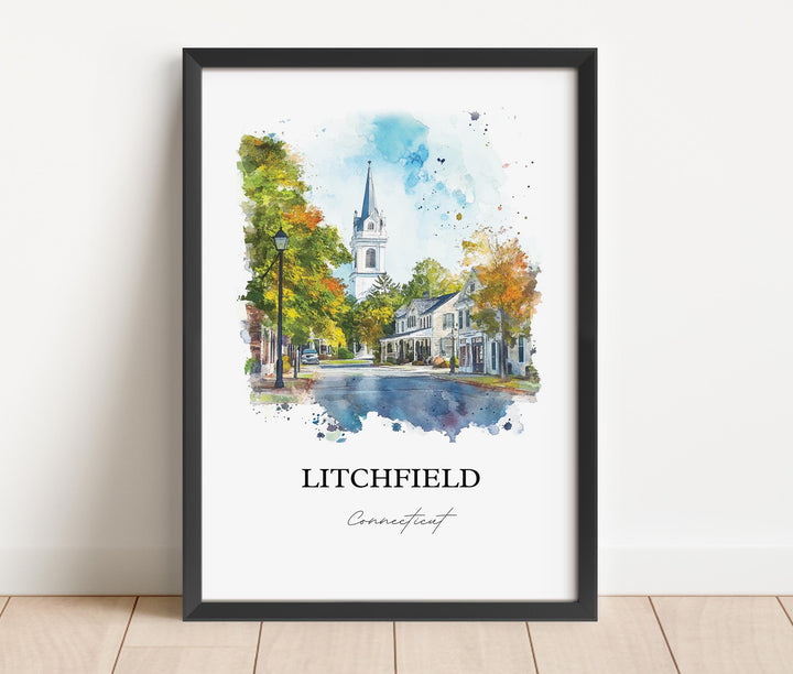 Litchfield CT Wall Art, Bantam CT Print, Connecticut Watercolor Art, Litchfield Gift, Travel Print, Travel Poster, Housewarming Gift