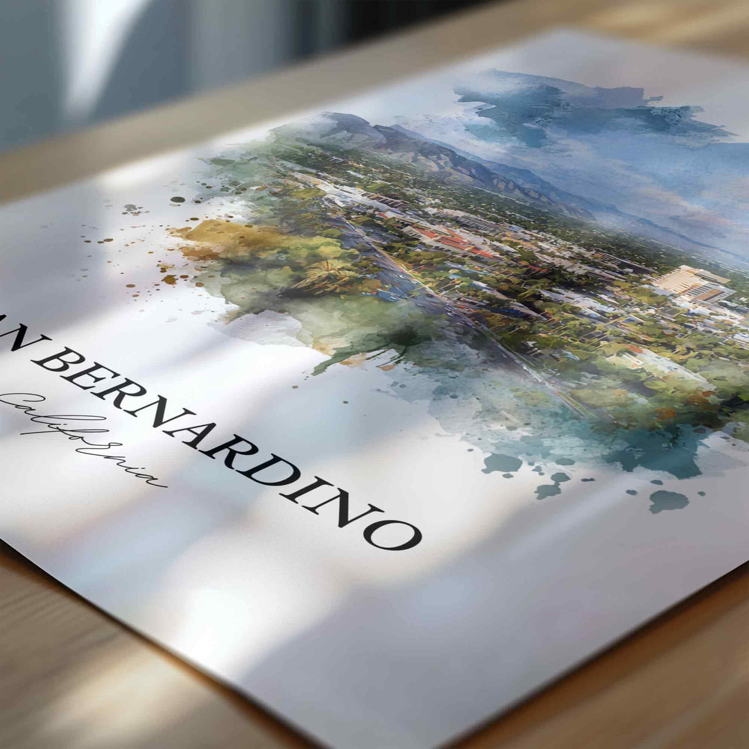 San Bernardino, California – Watercolor Art Print