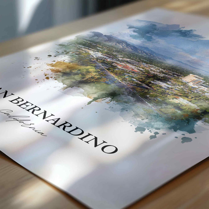 San Bernardino, California – Watercolor Art Print