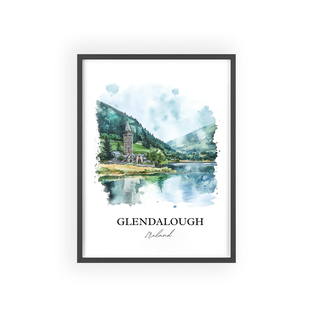 Glendalough Wall Art, County Wicklow Print, Ireland Watercolor Art, Glendalough Ireland Gift, Travel Print, Travel Poster, Housewarming Gift