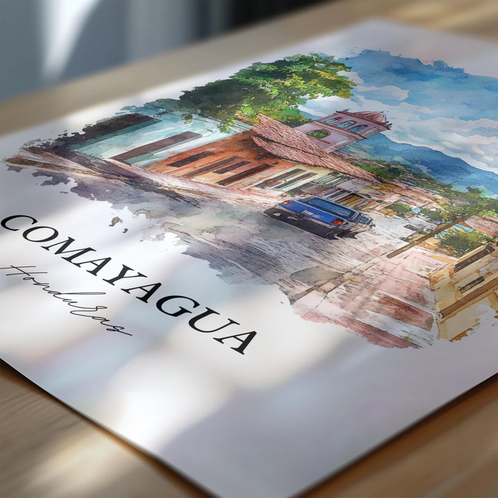 Comayagua Wall Art, Honduras Print, Honduras Watercolor Art, Comayagua Gift, Travel Print, Travel Poster, Housewarming Gift