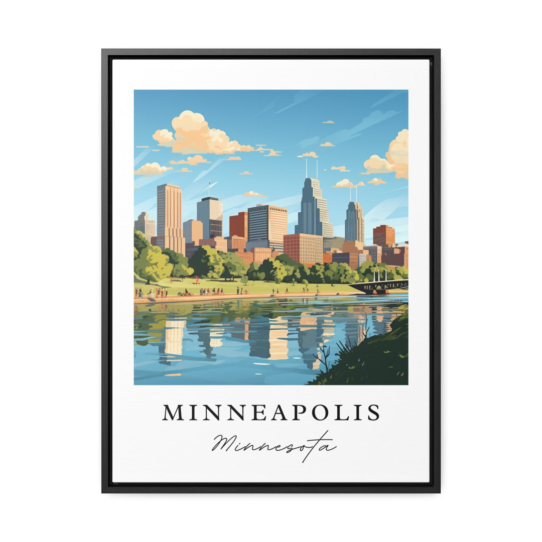 Minneapolis traditional travel art - Minnesota, Minneapolis poster, Wedding gift, Birthday present, Custom Text, Personalized Gift