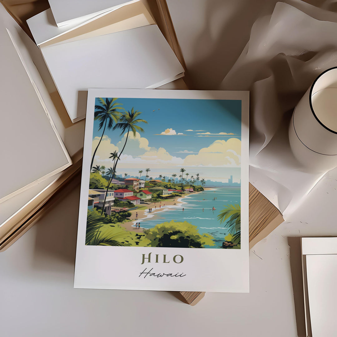 Hilo Hawaii wall art - Hawaii, Hilo poster, Hilo Wedding gift, Hilo HI Birthday present, Custom Text, Personalised Gift