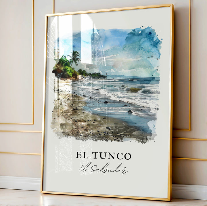 El Tunco Wall Art, El Tunco Print, El Salvador Watercolor, El Tunco Beach Gift, Travel Print, El Salvador Poster, Housewarming Gift