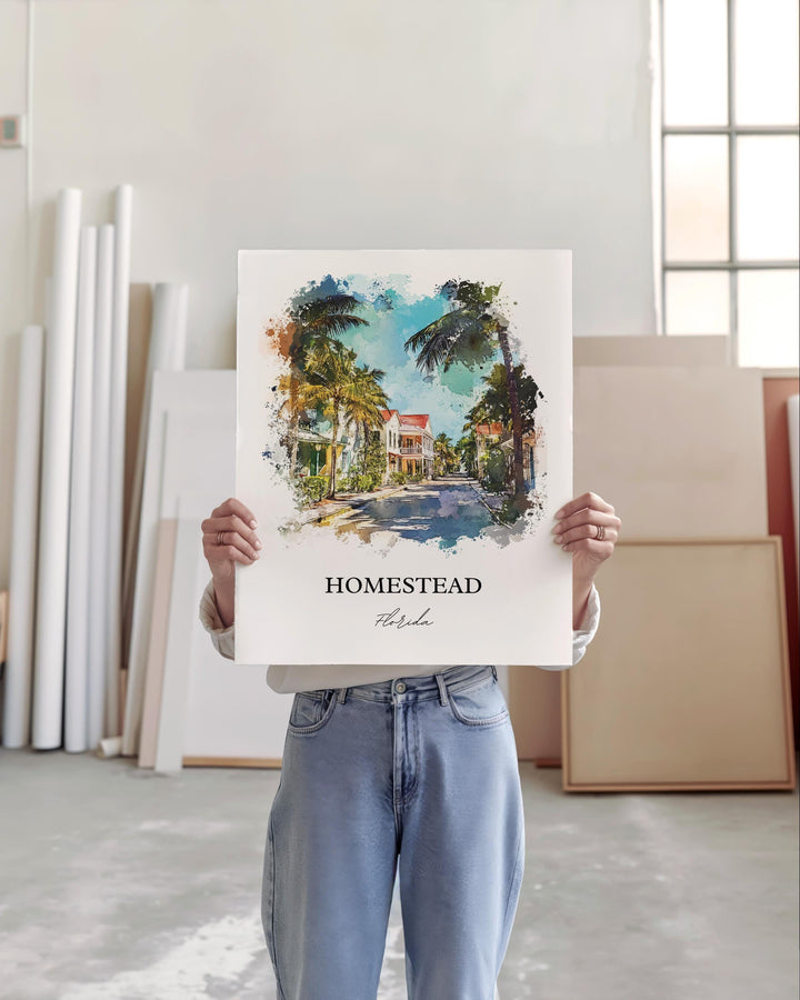 Homestead, Florida, USA – Watercolor Art Print