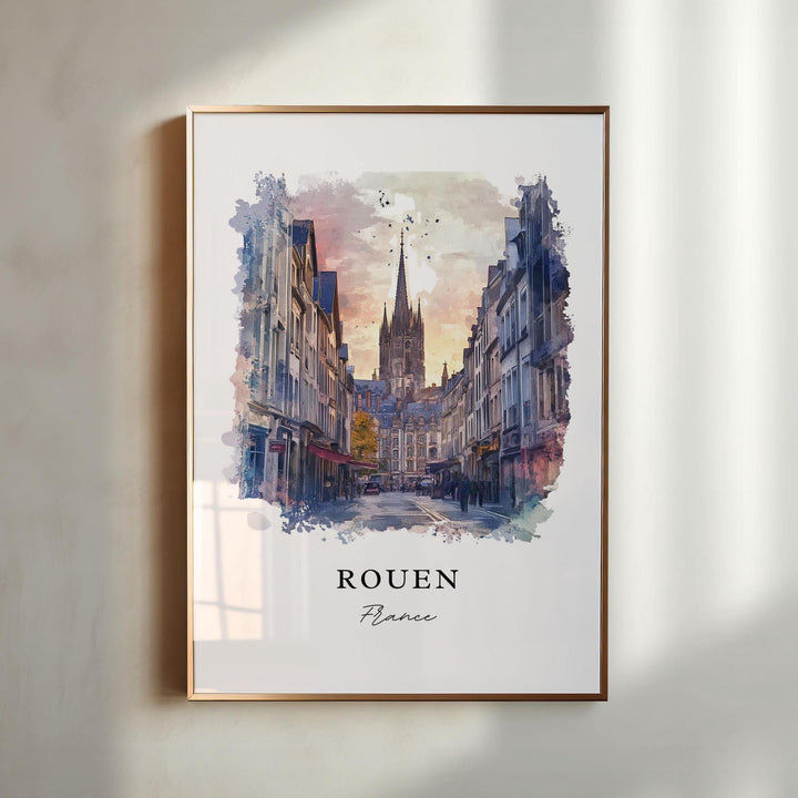 Rouen France Wall Art, Rouen Print, Rouen Watercolor Art, Normandy France Gift,