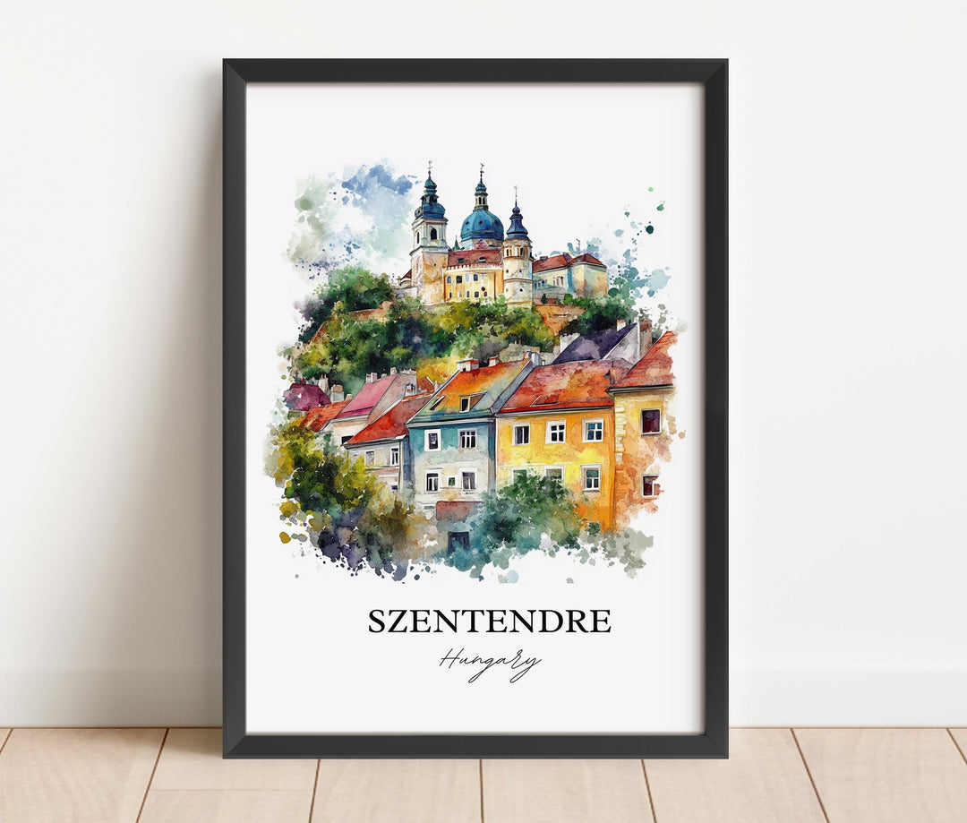 Szentendre Wall Art, Danube River Print, Hungary Watercolor Art, Szentendre Hungary Gift, Travel Print, Travel Poster, Housewarming Gift