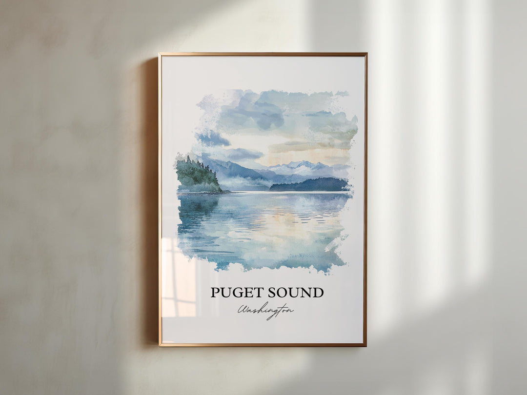 Puget Sound WA Wall Art, Camano Island Print, Washington State Watercolor, Puget Sound Gift, Travel Print, Travel Poster, Housewarming Gift