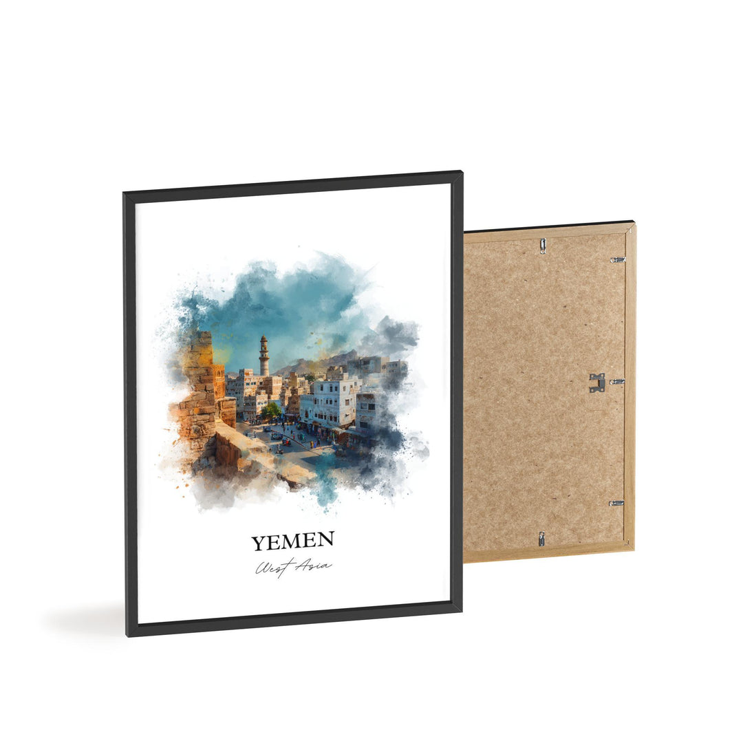 Yemen Wall Art, Yemen Print, Yemen Watercolor Art, Yemen Gift, Travel Print, Travel Poster, Housewarming Gift