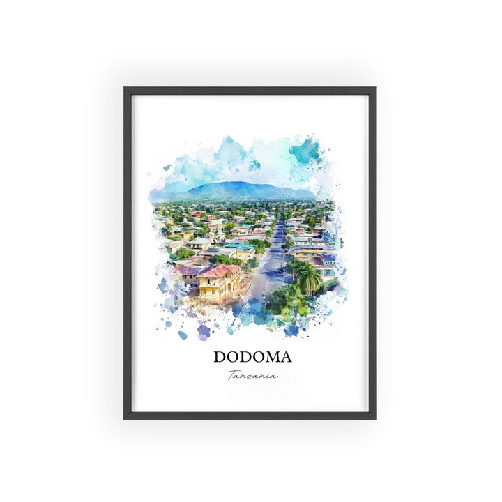 Dodoma Wall Art, Dodoma City Print, Tanzania Watercolor Art, Dodoma Tanzania Gift, Travel Print, Travel Poster, Housewarming Gift