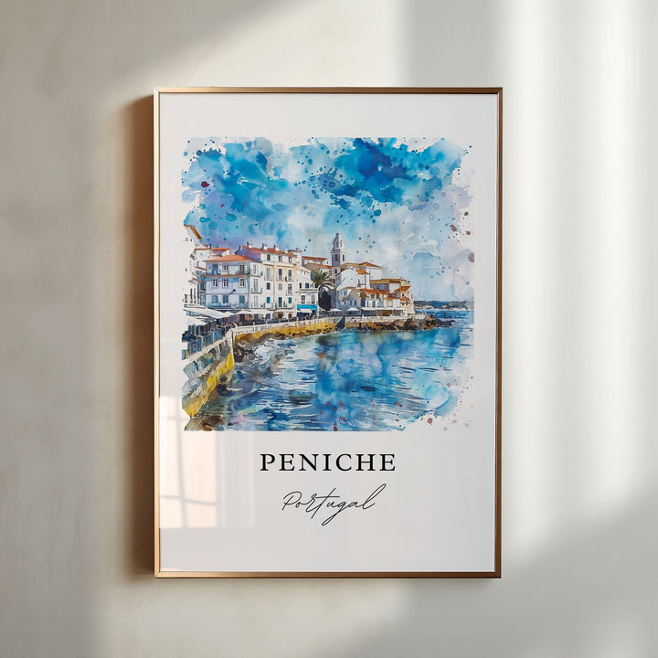 Peniche Portugal Wall Art, Peniche Print, Oeste Region Watercolor Art, Peniche Gift,