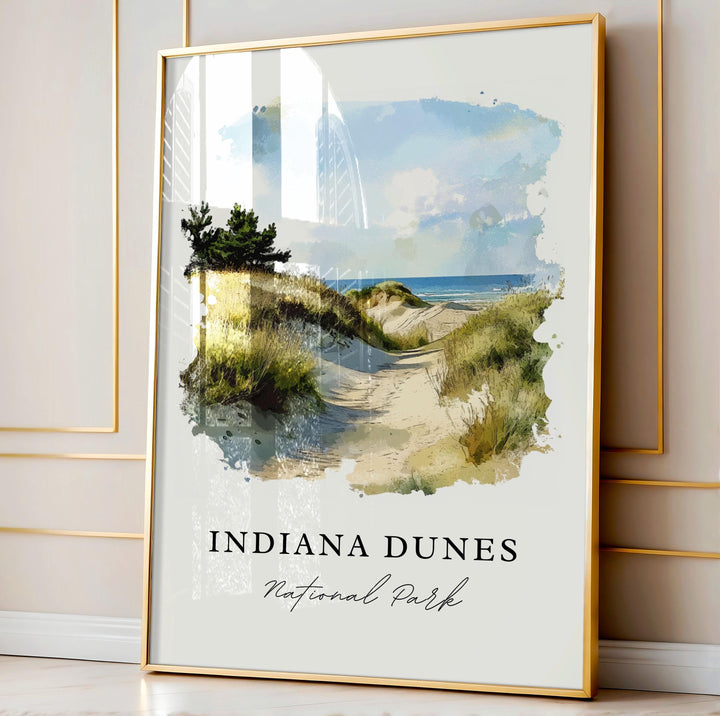 Indiana Dunes Wall Art, Indiana Dunes Print, Indiana Dunes Watercolor, Chesterton IN Gift,