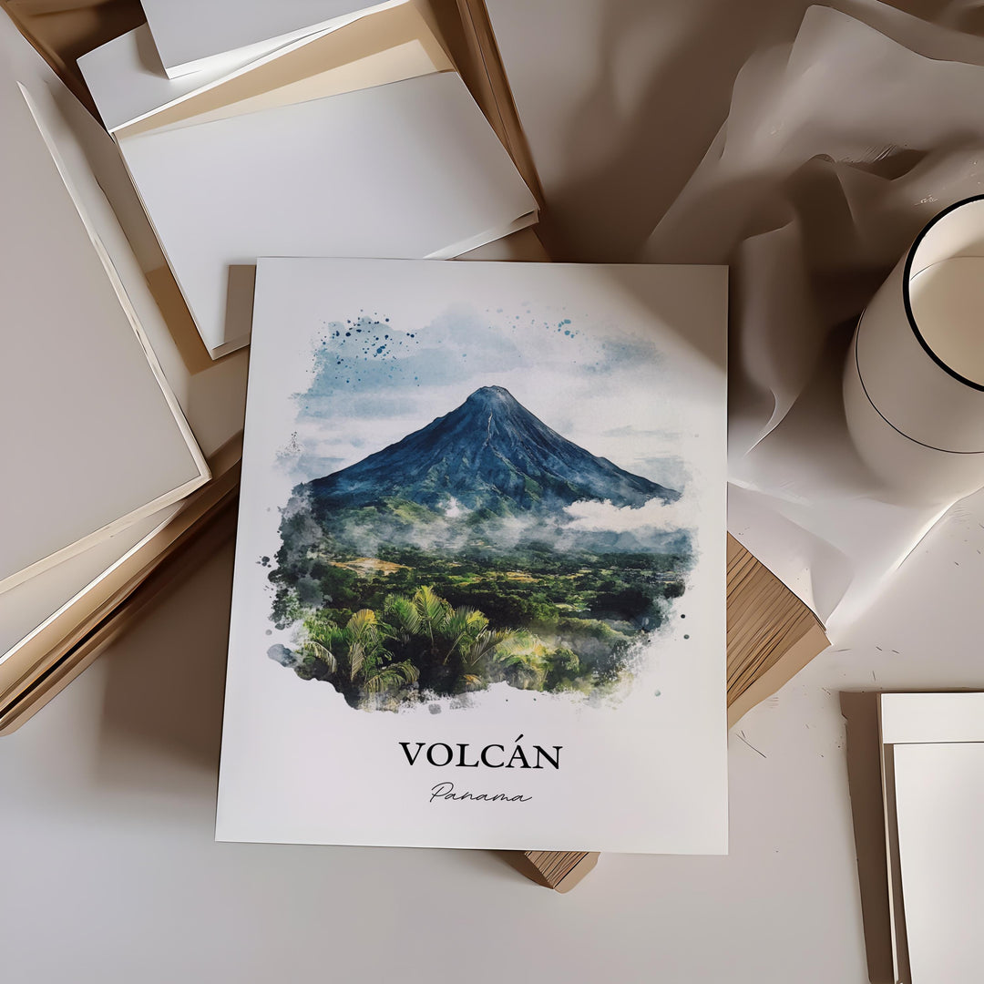 Volcán Panama Wall Art, Tierras Altas Print, Panama Watercolor Art, Volcán Panama Gift, Travel Print, Travel Poster, Housewarming Gift