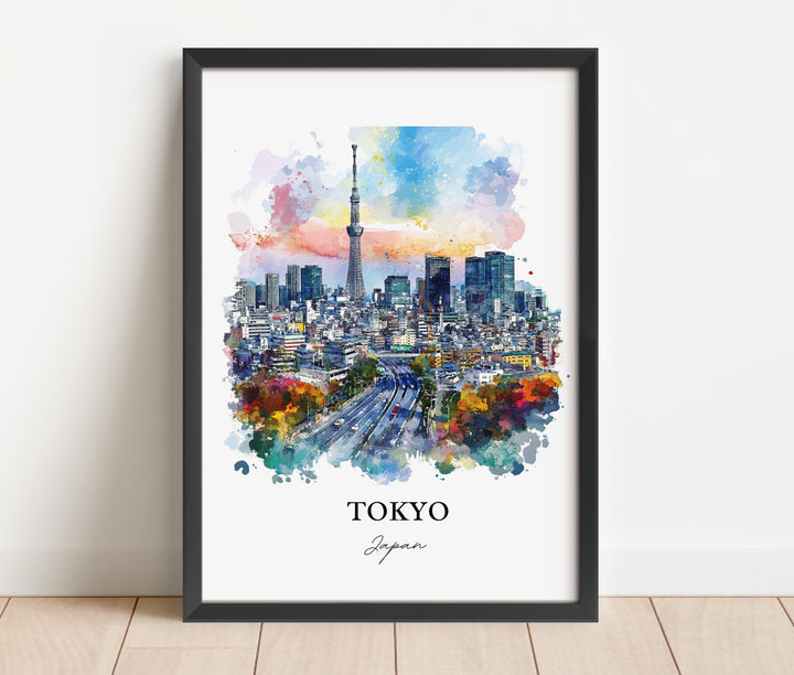 Tokyo Wall Art, Tokyo Skyline Print, Japan Watercolor Art, Tokyo Japan Gift, Travel Print, Travel Poster, Housewarming Gift
