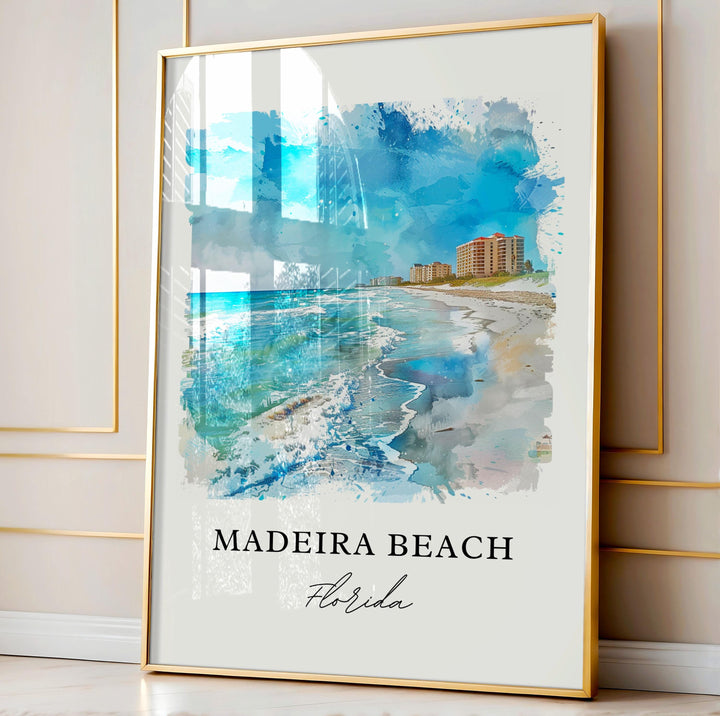 Madeira Beach FL Art, Pinellas County, Madeira Beach Watercolor, Madeira Beach Florida Gift,