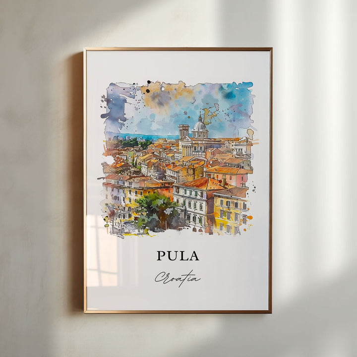 Pula Croatia Wall Art, Pula Print, Pula Istrian Peninsula Watercolor, Pula Croatia Gift,