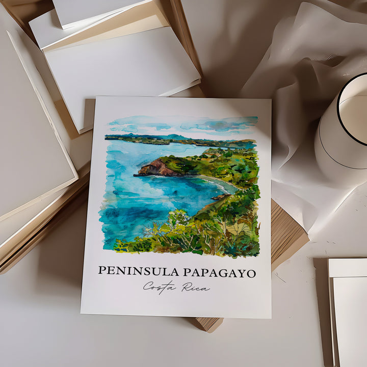 Peninsula Papagayo Wall Art, Costa Rica Print, Papagayo Watercolor, Peninsula Papagayo Gift,