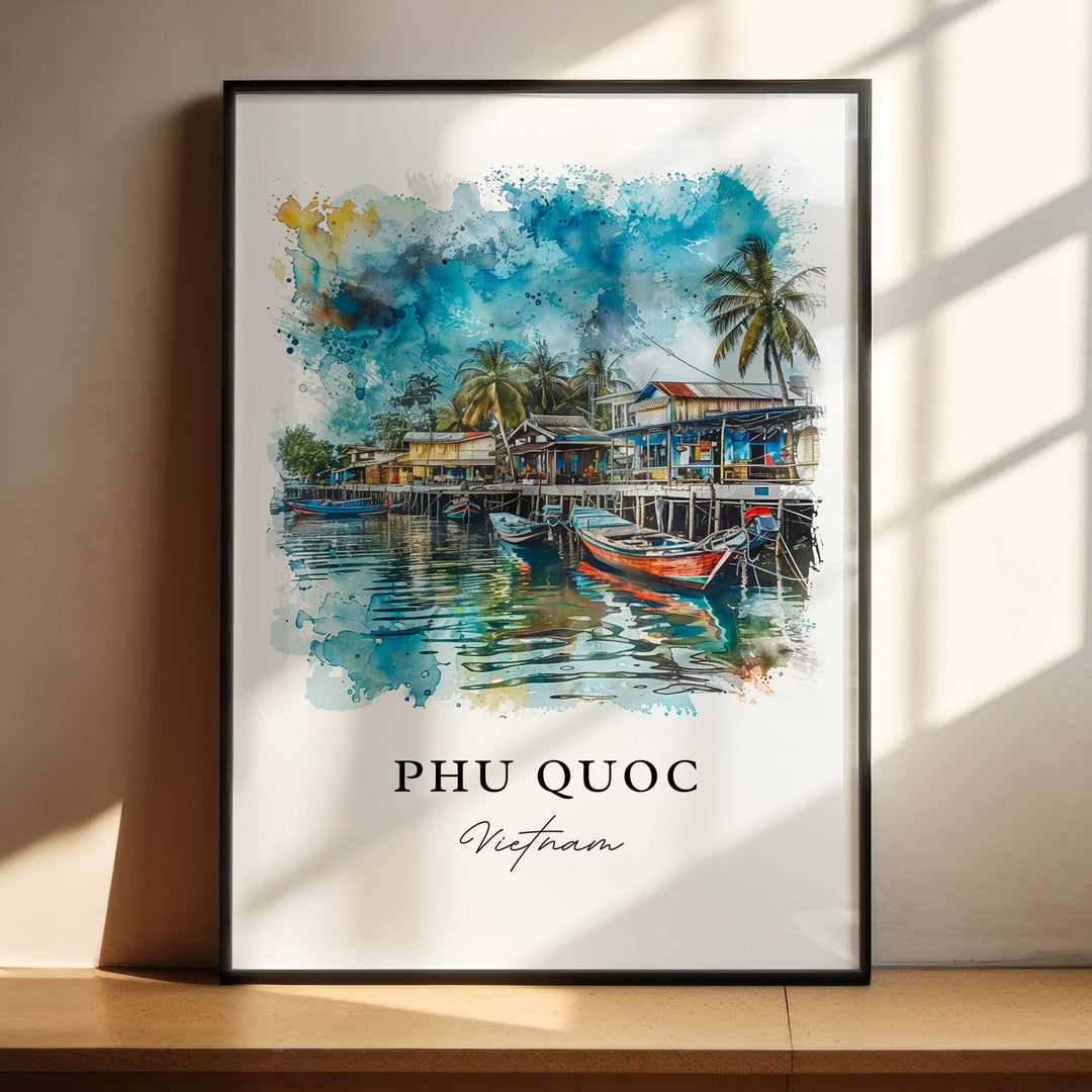 Phu Quoc Wall Art, Phu Quoc Print, Vietnam Watercolor Art, Phu Quoc Thailand Gift,