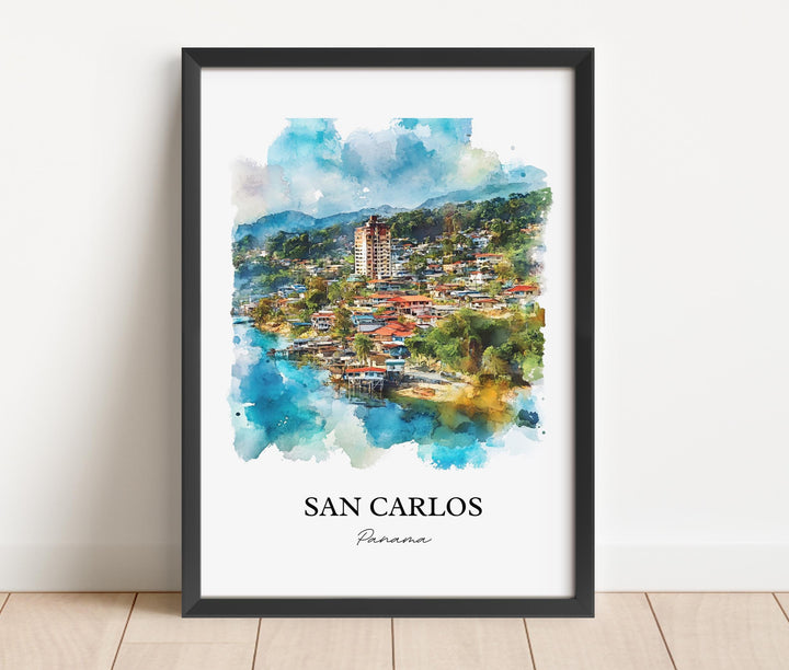 San Carlos Panama Art, Panama Oeste Print, Panama Watercolor Art, San Carlos Panama Gift, Travel Print, Travel Poster, Housewarming Gift