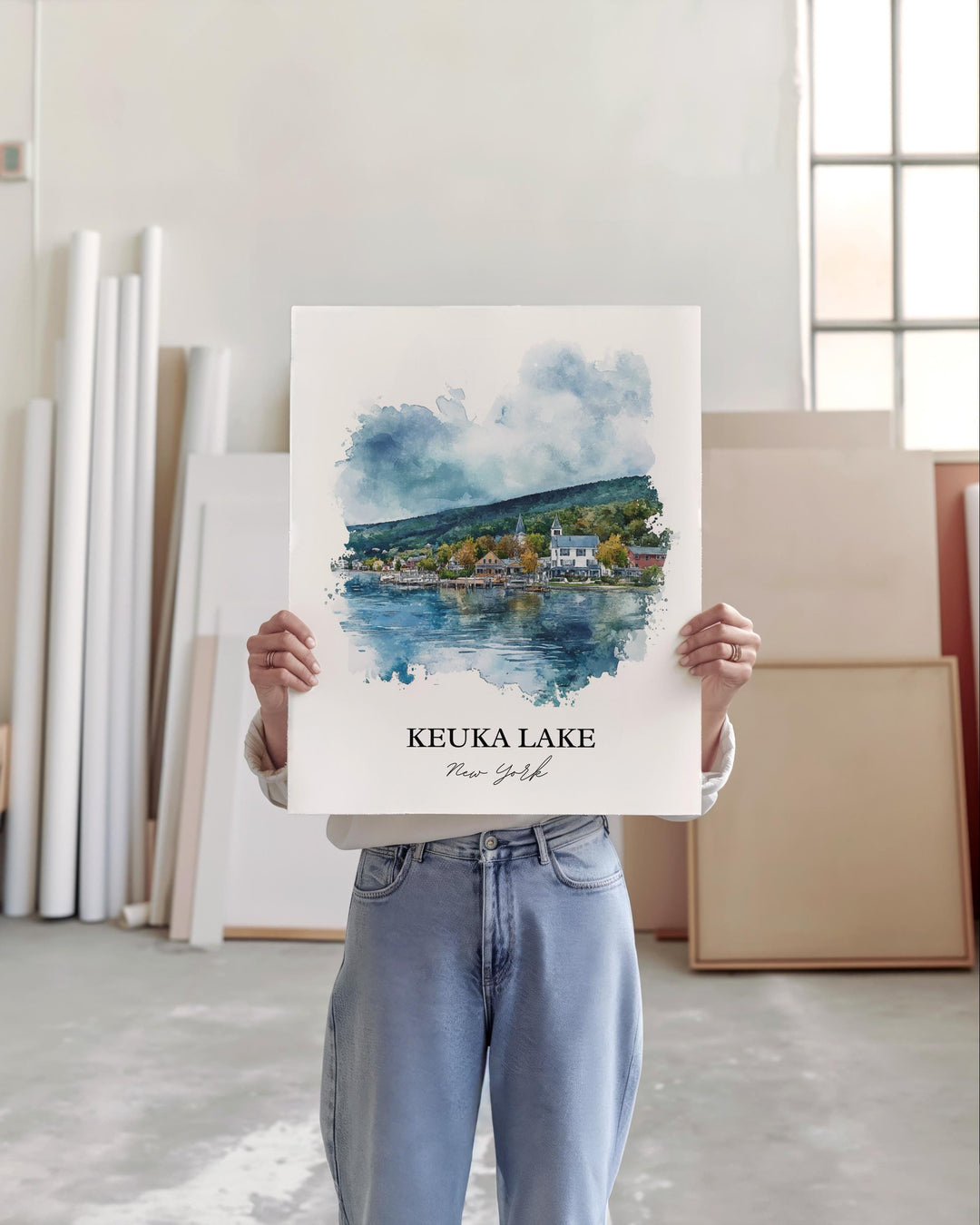 Keuka Lake Wall Art, Finger Lakes Print, Cayuga Lake NY Watercolor Art, Keuka Lake Gift, Travel Print, Travel Poster, Housewarming Gift