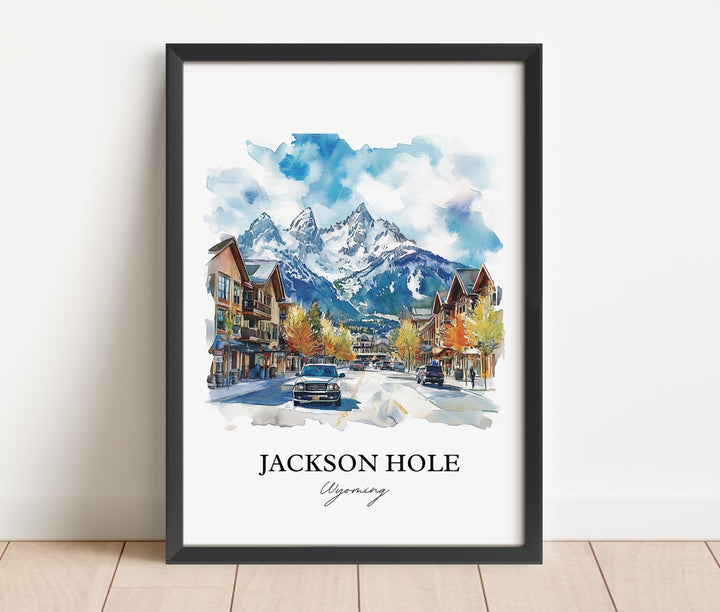 Jackson Hole Wall Art, Jackson Wyoming Print, Wyoming Watercolor Art, Jackson Hole Gift, Travel Print, Travel Poster, Housewarming Gift