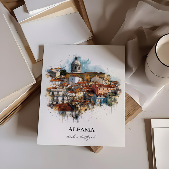 Alfama, Portugal – Watercolor Art Print
