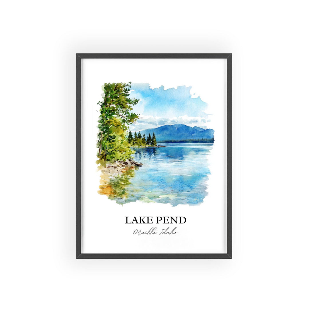 Lake Pend Oreille, United States – Watercolor Art Print