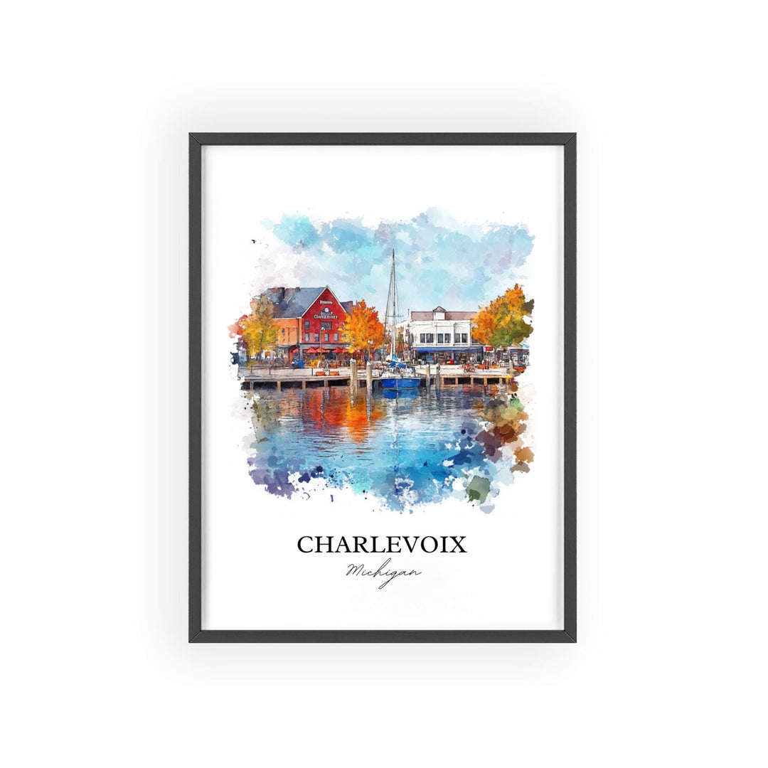 Charlevoix MI Wall Art, Michigan Print, Michigan Watercolor Art, Charlevoix Michigan Gift, Travel Print, Travel Poster, Housewarming Gift