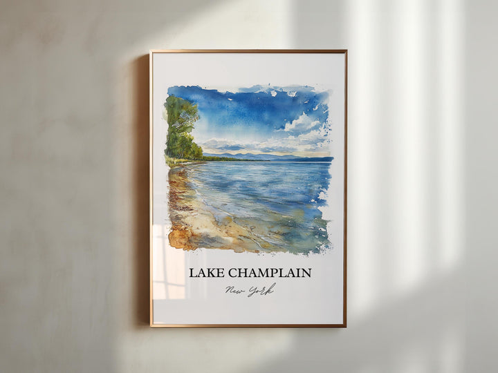 Lake Champlain NY Wall Art, Ticonderoga Print, NY Watercolor Art, Lake Champlain NY Gift, Travel Print, Travel Poster, Housewarming Gift