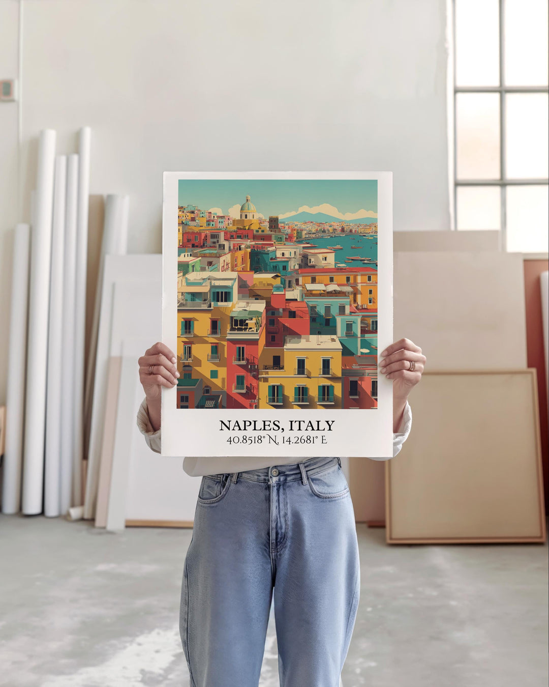 Naples Italy Art, Naples Italy Retro Travel Art, Naples Italy Home Decor, Naples IT Gift, Italy Art, Travel Prints, Housewarming Gift