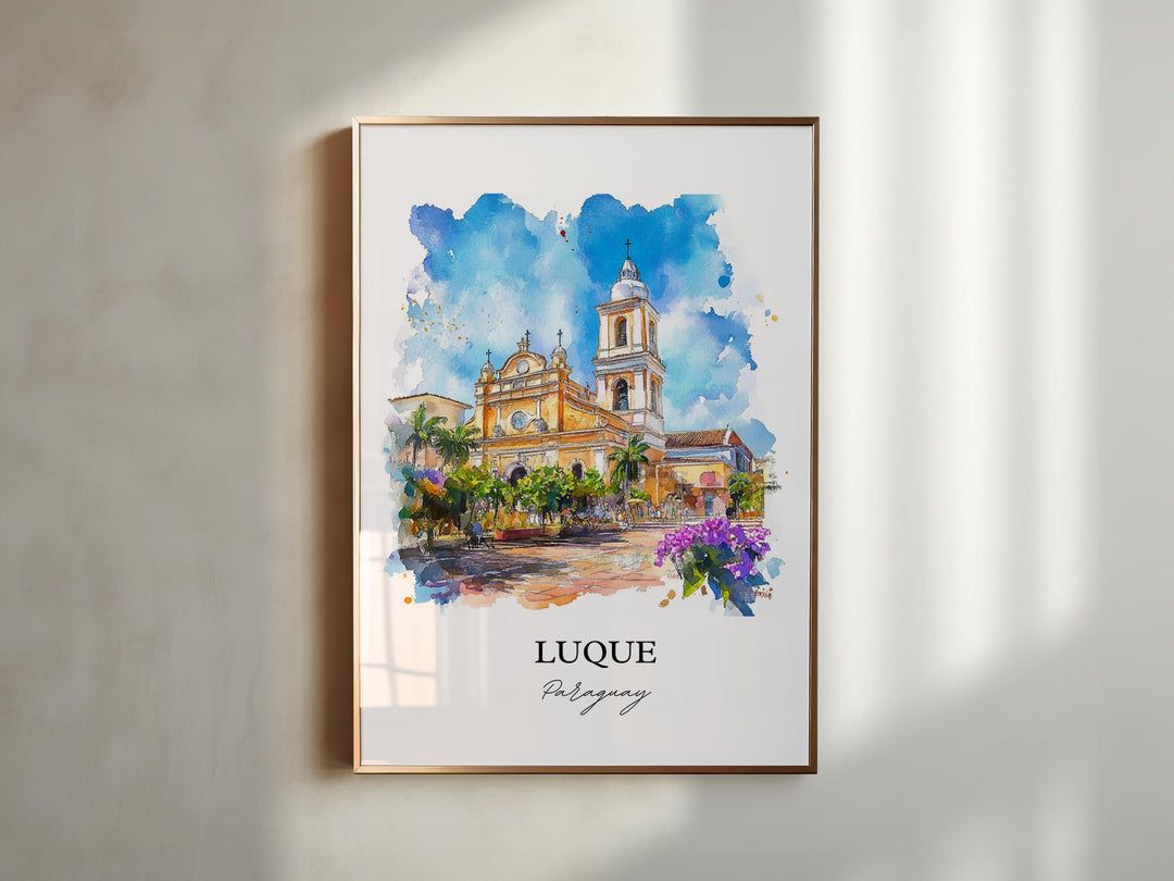 Luque Paraguay Wall Art, Asunción Print, Paraguay Watercolor Art, Luque Paraguay Gift, Travel Print, Travel Poster, Housewarming Gift