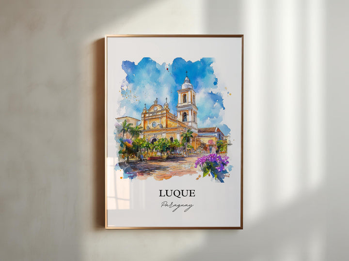 Luque Paraguay Wall Art, Asunción Print, Paraguay Watercolor Art, Luque Paraguay Gift, Travel Print, Travel Poster, Housewarming Gift