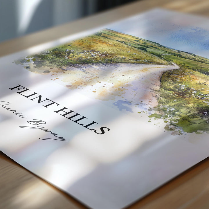 Flint Hills Wall Art, Kansas 177 Print, Kansas Watercolor Art, Flint Hills Kansas Gift, Travel Print, Travel Poster, Housewarming Gift