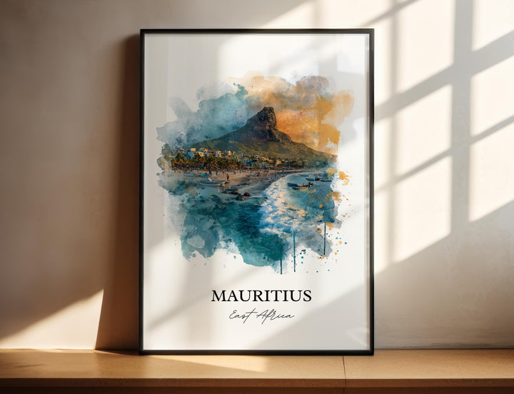 Mauritius Wall Art, Mauritius Print, Mauritius Watercolor Art, East Africa Gift, Travel Print, Travel Poster, Housewarming Gift