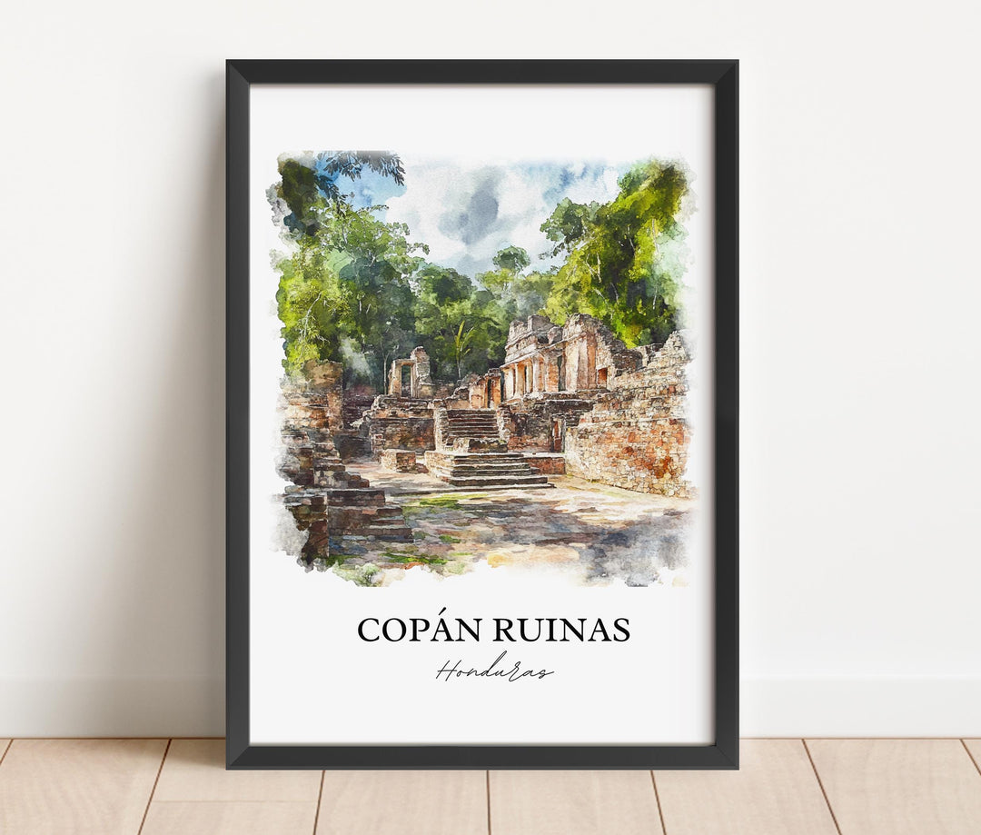 Copan Ruinas Wall Art, Honduras Print, Honduras Watercolor Art, Copan Ruinas Gift, Travel Print, Travel Poster, Housewarming Gift