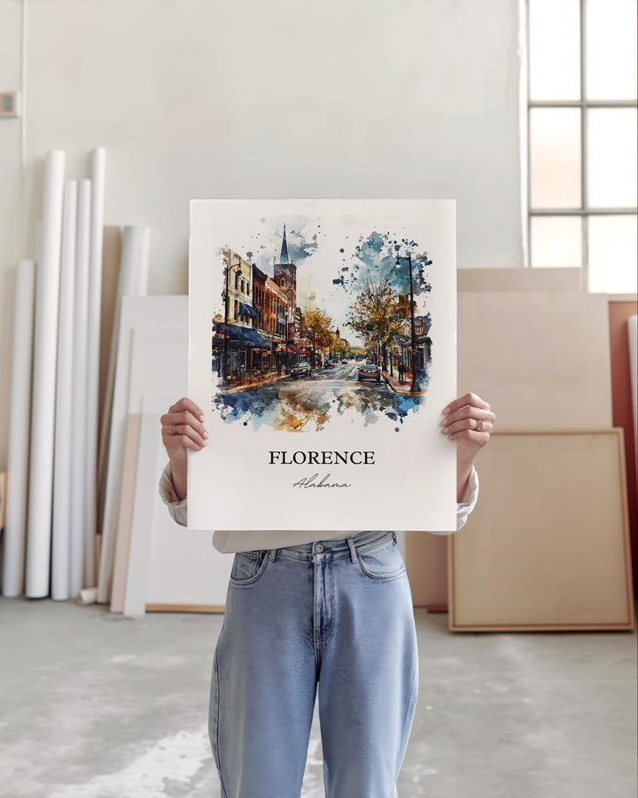 Florence, Alabama Watercolor Art Print