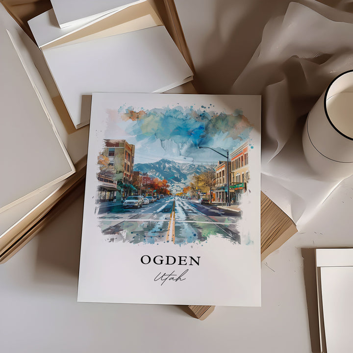 Ogden Utah Wall Art, Ogden Print, Ogden Utah Watercolor, Snowbasin Utah Gift,