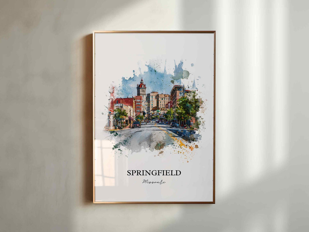 Springfield, Missouri Wall Art, Springfield Print, Missouri Watercolor Art, Missouri Gift, Travel Print, Travel Poster, Housewarming Gift
