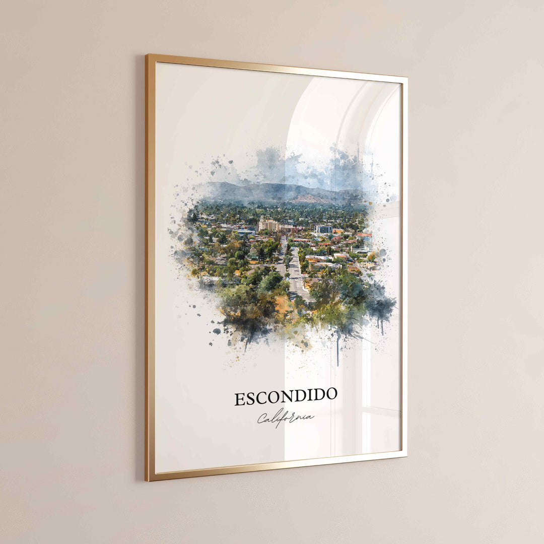 Escondido CA Wall Art, Escondido Print, Escondido Watercolor Art, Escondido California Gift, Travel Print, Travel Poster, Housewarming Gift