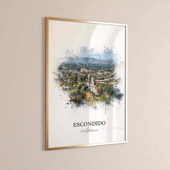 Escondido CA Wall Art, Escondido Print, Escondido Watercolor Art, Escondido California Gift, Travel Print, Travel Poster, Housewarming Gift