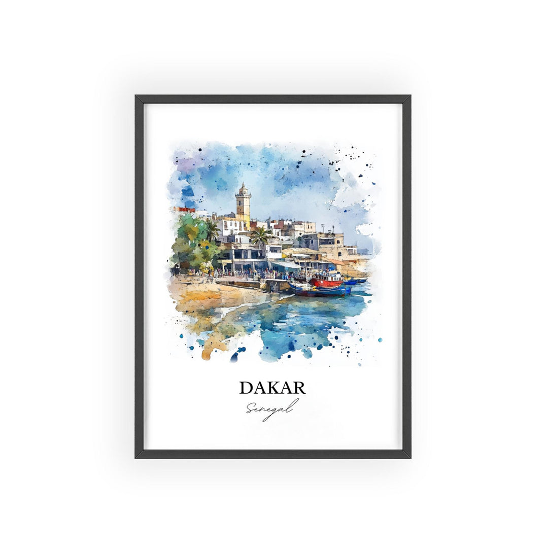 Dakar Wall Art, Senegal Print, Senegal Watercolor Art, Dakar Senegal Gift, Travel Print, Travel Poster, Housewarming Gift