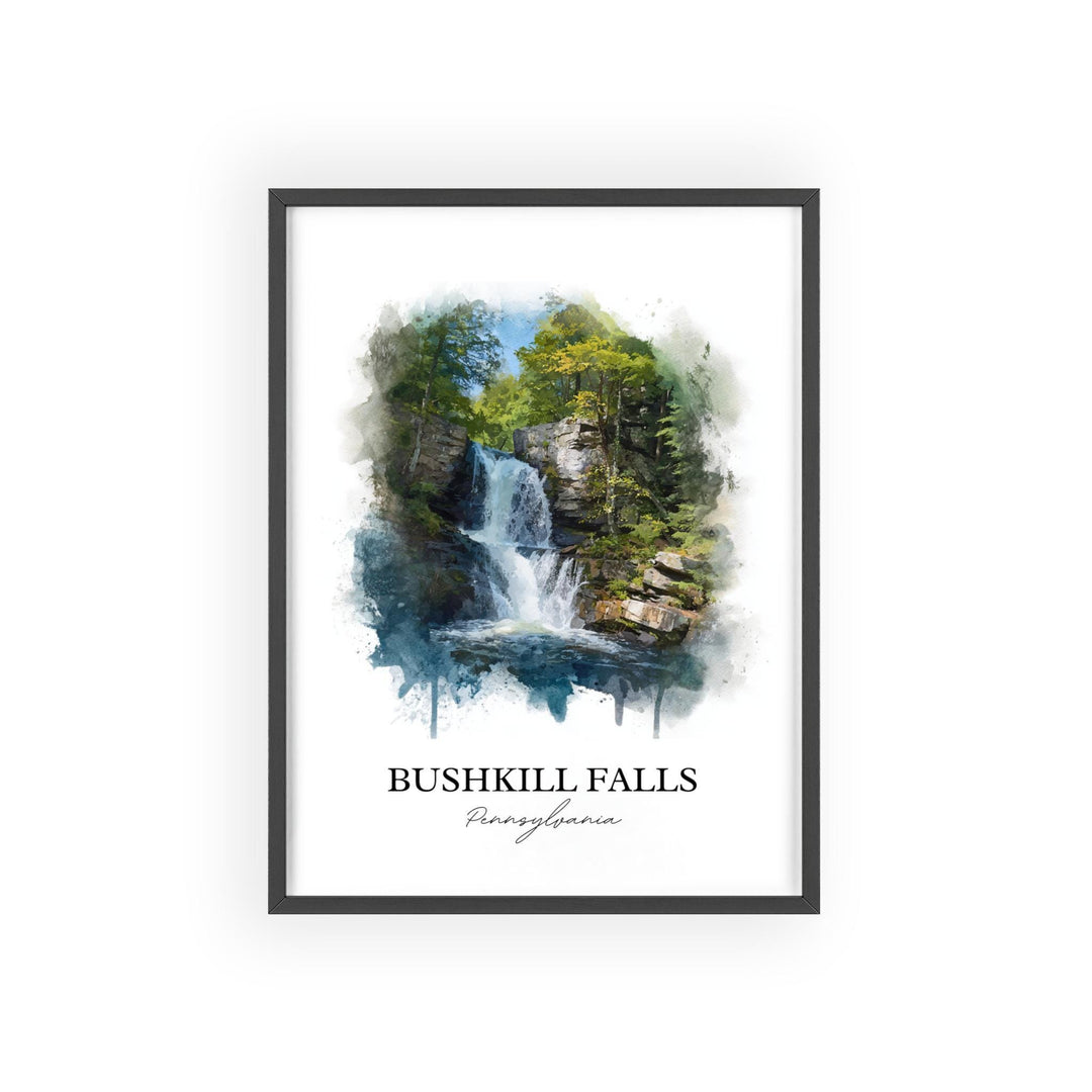 Bushkill Falls Wall Art, Bushkill Falls Print, Poconos Watercolor Art, Bushkill Falls Gift, Travel Print, Travel Poster, Housewarming Gift