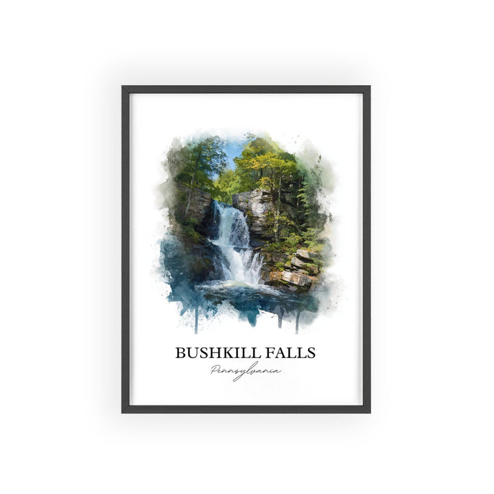 Bushkill Falls Wall Art, Bushkill Falls Print, Poconos Watercolor Art, Bushkill Falls Gift, Travel Print, Travel Poster, Housewarming Gift
