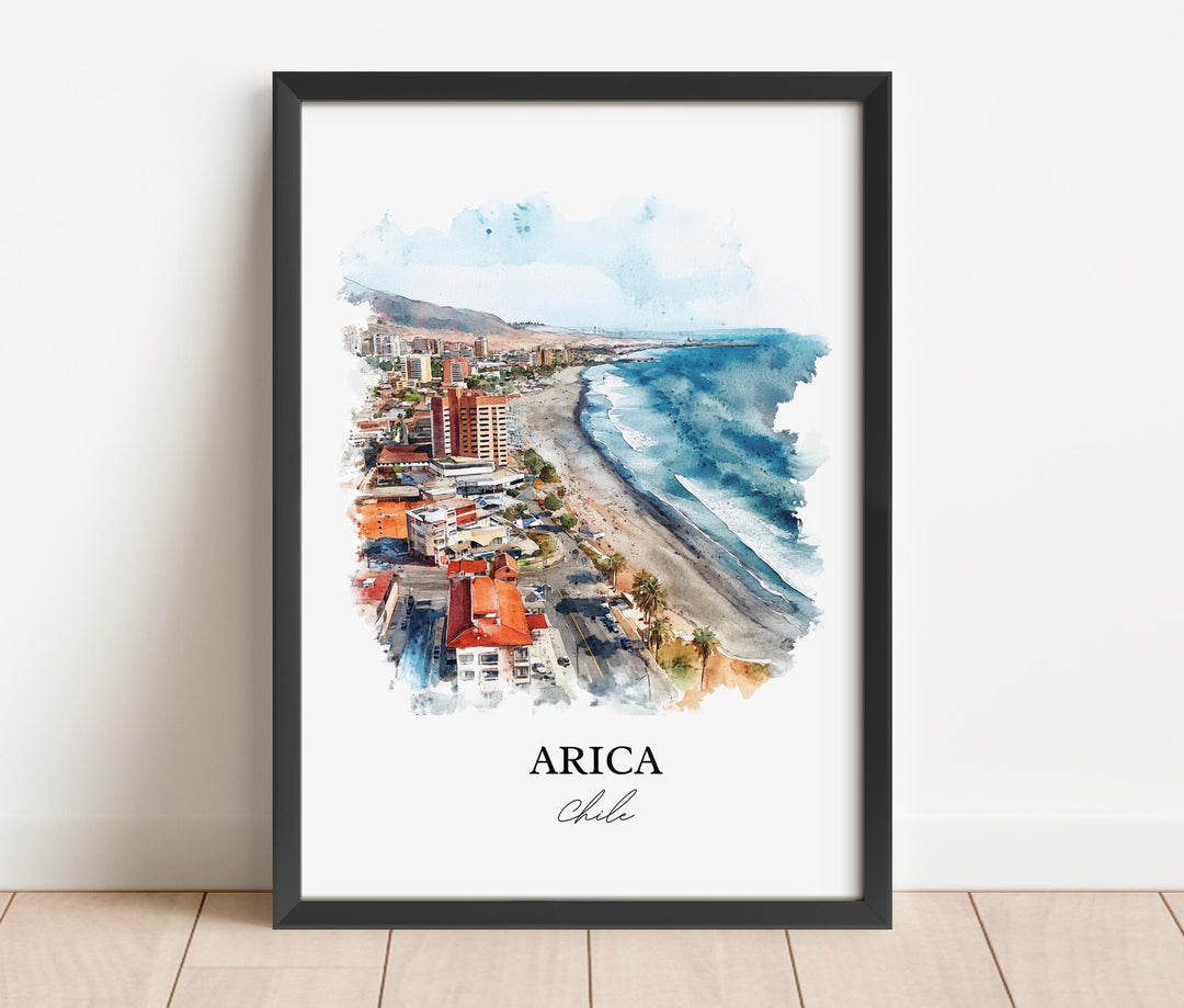 Arica Chile Wall Art, Northern Chile Print, Chile Watercolor Art, Arica Chile Gift, Travel Print, Travel Poster, Housewarming Gift