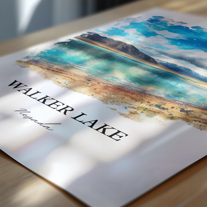 Walker Lake NV Wall Art, Mineral County Print, Reno NV Watercolor Art, Walker Lake Gift, Travel Print, Travel Poster, Housewarming Gift