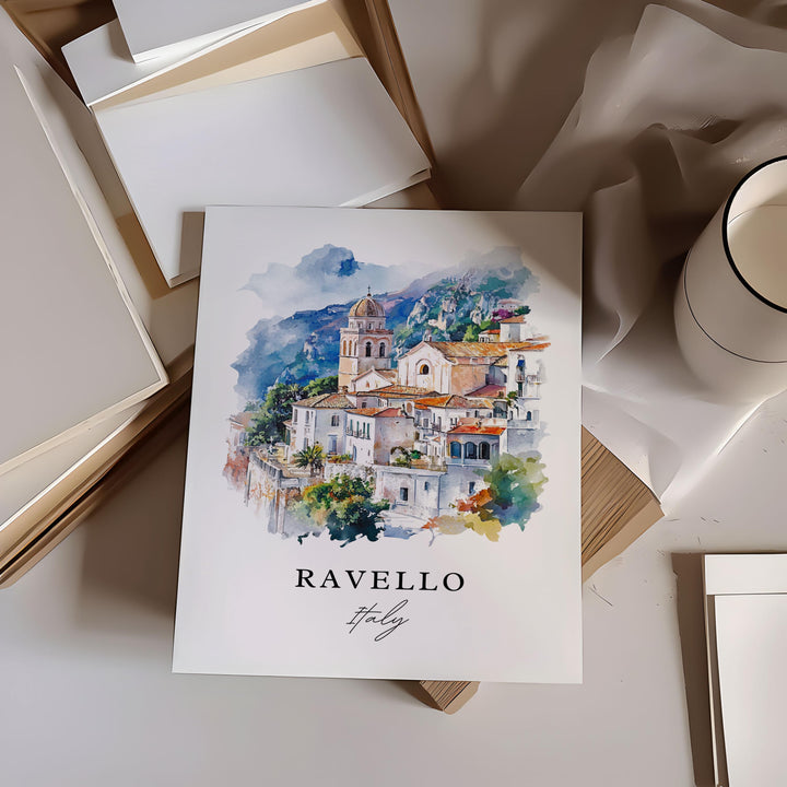 Ravello Italy Wall Art, Ravello Print, Amalfi Watercolor Art, Ravello Italia Gift,