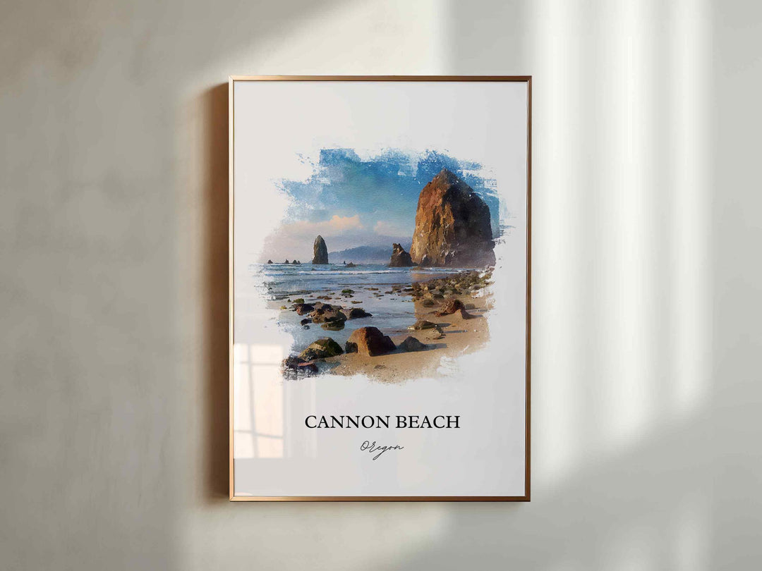 Cannon Beach, Oregon – Watercolor Art Print